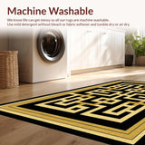 Ultra Soft Area Rug, Non Slip, Stain Resistant, Washable Area Rugs for Living Room, Bedroom, Bold Modernized Trellis Aesthetic(Black)