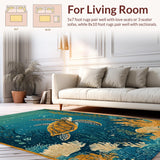 Ultra Soft Area Rug, Non Slip, Stain Resistant, Washable Area Rugs for Living Room, Bedroom, Turtle Tale Rug Colorful Ocean Adventure(Blue)