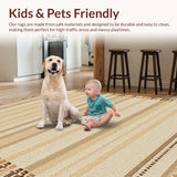 Ultra Soft Area Rug, Non Slip, Stain Resistant, Washable Area Rugs for Living Room, Bedroom, Sophisticated Scalloped Detail Accent(Beige)