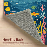 Ultra Soft Area Rug, Non Slip, Stain Resistant, Washable Area Rugs for Living Room, Bedroom, Under the Sea Kids' Carpet: Number & Shape Learning Rug(Blue)