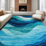 Ultra Soft Area Rug, Non Slip, Stain Resistant, Washable Area Rugs for Living Room, Bedroom, Elegant Textured Modern Aesthetic(Blue)