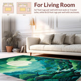 Ultra Soft Area Rug, Non Slip, Stain Resistant, Washable Area Rugs for Living Room, Bedroom, Playful Moss Green Abstract Design(Green)