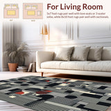 Ultra Soft Area Rug, Non Slip, Stain Resistant, Washable Area Rugs for Living Room, Bedroom, Artistic Black and White Zebra Theme(Gray)