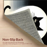 Ultra Soft Area Rug, Non Slip, Stain Resistant, Washable Area Rugs for Living Room, Bedroom, Quirky Black Cat Graphic Elegance(Black)