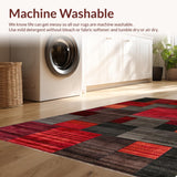 Ultra Soft Area Rug, Non Slip, Stain Resistant, Washable Area Rugs for Living Room, Bedroom, Vibrant Rustic Patchwork Aesthetic(Red)