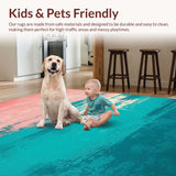Ultra Soft Area Rug, Non Slip, Stain Resistant, Washable Area Rugs for Living Room, Bedroom, Vintage Ocean Pink Distressed Living Room Rug(Pink)