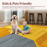 Ultra Soft Area Rug, Non Slip, Stain Resistant, Washable Area Rugs for Living Room, Bedroom, Geometric Contemporary Bedroom Soft Area Carpet(Yellow)
