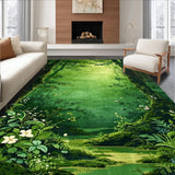 Ultra Soft Area Rug, Non Slip, Stain Resistant, Washable Area Rugs for Living Room, Bedroom, Charming Greenery Blossom Design(Green)