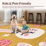 Ultra Soft Area Rug, Non Slip, Stain Resistant, Washable Area Rugs for Living Room, Bedroom, Playful Bunny Silhouette Spring Design(Gold)