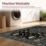 Ultra Soft Area Rug, Non Slip, Stain Resistant, Washable Area Rugs for Living Room, Bedroom, Dark Elegant Abstract Motif(Black)