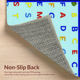 Ultra Soft Area Rug, Non Slip, Stain Resistant, Washable Area Rugs for Living Room, Bedroom, Bright Animal-Themed Alphabet Style(Blue)