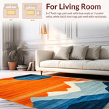 Ultra Soft Area Rug, Non Slip, Stain Resistant, Washable Area Rugs for Living Room, Bedroom, Vivid Colorful Organic Shapes(Orange)