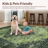 Ultra Soft Area Rug, Non Slip, Stain Resistant, Washable Area Rugs for Living Room, Bedroom, Rustic Vintage Floral Arrangement(Green)