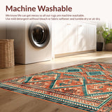 Ultra Soft Area Rug, Non Slip, Stain Resistant, Washable Area Rugs for Living Room, Bedroom, Warm Earthy Tones with Tribal Influence(Red)