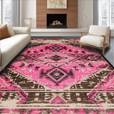 Ultra Soft Area Rug, Non Slip, Stain Resistant, Washable Area Rugs for Living Room, Bedroom, Tribal Distressed Pink Living Room Stain-Resistant Rug(Pink)