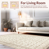 Ultra Soft Area Rug, Non Slip, Stain Resistant, Washable Area Rugs for Living Room, Bedroom, Minimalist Abstract Lattice Arrangement(Beige)