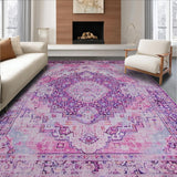 Ultra Soft Area Rug, Non Slip, Stain Resistant, Washable Area Rugs for Living Room, Bedroom, Classic Tiled Earthy Essence(Pink)