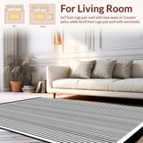 Ultra Soft Area Rug, Non Slip, Stain Resistant, Washable Area Rugs for Living Room, Bedroom, Contemporary Black & White Area Rug Bold Stripe Design(Black)