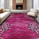 Ultra Soft Area Rug, Non Slip, Stain Resistant, Washable Area Rugs for Living Room, Bedroom, Vibrant Playful Cheetah Theme(Pink)