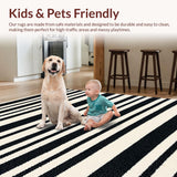 Ultra Soft Area Rug, Non Slip, Stain Resistant, Washable Area Rugs for Living Room, Bedroom, Minimalist Ivory Black Living Room Non-Slip Rug(Black)
