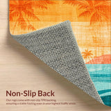 Ultra Soft Area Rug, Non Slip, Stain Resistant, Washable Area Rugs for Living Room, Bedroom, Vibrant Surfboard Carpet with Tropical Ocean Dreamscape Design(Orange)