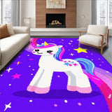 Ultra Soft Area Rug, Non Slip, Stain Resistant, Washable Area Rugs for Living Room, Bedroom, Playful Kawaii Rainbow Dreamscape(Purple)