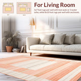 Ultra Soft Area Rug, Non Slip, Stain Resistant, Washable Area Rugs for Living Room, Bedroom, Stylish Transitional Medallion Motif(Orange)
