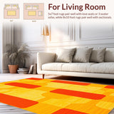Ultra Soft Area Rug, Non Slip, Stain Resistant, Washable Area Rugs for Living Room, Bedroom, Artful Cookie Motif with Cheerful Hues(Orange)