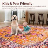 Ultra Soft Area Rug, Non Slip, Stain Resistant, Washable Area Rugs for Living Room, Bedroom, Artful Distressed Vintage Texture(Orange)