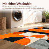 Ultra Soft Area Rug, Non Slip, Stain Resistant, Washable Area Rugs for Living Room, Bedroom, Vibrant Retro Abstract Geometry(Orange)