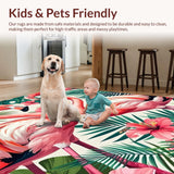 Ultra Soft Area Rug, Non Slip, Stain Resistant, Washable Area Rugs for Living Room, Bedroom, Seasonal Summer Botanical Visuals(Pink)