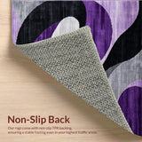 Ultra Soft Area Rug, Non Slip, Stain Resistant, Washable Area Rugs for Living Room, Bedroom, Luxurious Purple Grey Flowing Patterns(Purple)