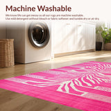 Ultra Soft Area Rug, Non Slip, Stain Resistant, Washable Area Rugs for Living Room, Bedroom, Trendy Light Pink Zebra Motif(Pink)