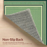 Beige Ground Green Intricate Diamond Lattice Design(Green)