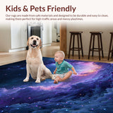 Ultra Soft Area Rug, Non Slip, Stain Resistant, Washable Area Rugs for Living Room, Bedroom, Ethereal Cosmic Starburst Tapestry(Blue)