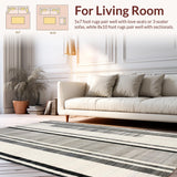 Ultra Soft Area Rug, Non Slip, Stain Resistant, Washable Area Rugs for Living Room, Bedroom, Textured Monochrome Carpet Bold Striped Floor Accent(Gray)