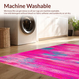 Ultra Soft Area Rug, Non Slip, Stain Resistant, Washable Area Rugs for Living Room, Bedroom, Bold Colorful Dynamic Brushstrokes(Pink)