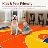 Ultra Soft Area Rug, Non Slip, Stain Resistant, Washable Area Rugs for Living Room, Bedroom, Energetic Sports-Themed Design(Orange)