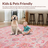 Ultra Soft Area Rug, Non Slip, Stain Resistant, Washable Area Rugs for Living Room, Bedroom, Soft Textured Romantic Blossom(Pink)
