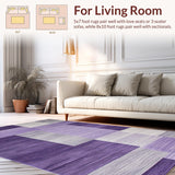 Ultra Soft Area Rug, Non Slip, Stain Resistant, Washable Area Rugs for Living Room, Bedroom, Luxurious Trellis Style Arrangement(Purple)