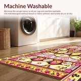 Ultra Soft Area Rug, Non Slip, Stain Resistant, Washable Area Rugs for Living Room, Bedroom, Charming Rustic Egg Arrangement(Pink)