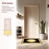 Ultra Soft Area Rug, Non Slip, Stain Resistant, Washable Area Rugs for Living Room, Bedroom, Contemporary Radiant Sunshine Artwork(Gold)