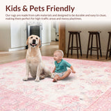 Ultra Soft Area Rug, Non Slip, Stain Resistant, Washable Area Rugs for Living Room, Bedroom, Vibrant Spring Garden Aesthetic(Pink)