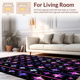 Ultra Soft Area Rug, Non Slip, Stain Resistant, Washable Area Rugs for Living Room, Bedroom, Dynamic Multi-Hued Star Design(Pink)