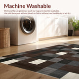 Ultra Soft Area Rug, Non Slip, Stain Resistant, Washable Area Rugs for Living Room, Bedroom, Creative Modern Patchwork Flair(Brown)