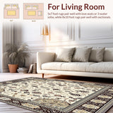 Ultra Soft Area Rug, Non Slip, Stain Resistant, Washable Area Rugs for Living Room, Bedroom, Wild Sahara Animal Print Deep Brown Cream Ivory Grey(Beige)