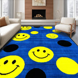 Ultra Soft Area Rug, Non Slip, Stain Resistant, Washable Area Rugs for Living Room, Bedroom, Playful Geometric Face Pattern(Blue)