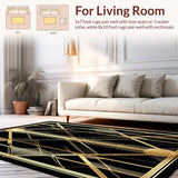 Ultra Soft Area Rug, Non Slip, Stain Resistant, Washable Area Rugs for Living Room, Bedroom, Sophisticated Black and Gold Fusion(Gold)