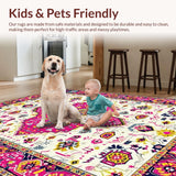Ultra Soft Area Rug, Non Slip, Stain Resistant, Washable Area Rugs for Living Room, Bedroom, Vibrant Abstract Textured Motif(White)