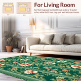 Ultra Soft Area Rug, Non Slip, Stain Resistant, Washable Area Rugs for Living Room, Bedroom, Vintage Non-Slip Living Room Area Rug Green(Green)